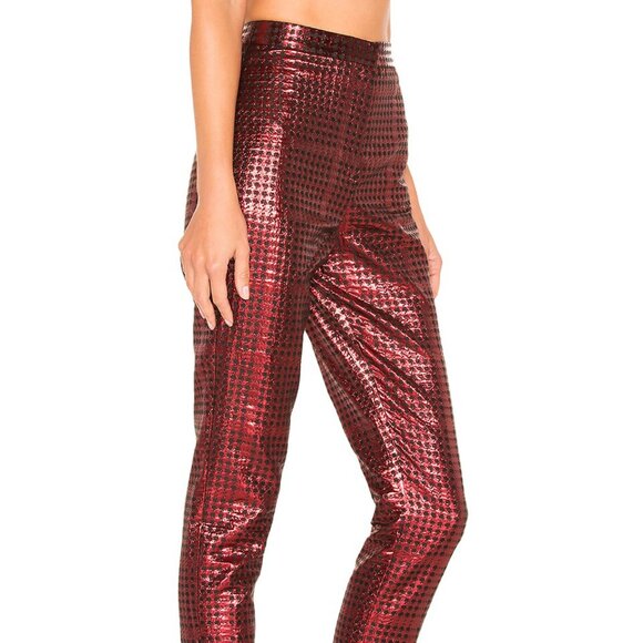 Revolve NBD x Naven Red & Black Metallic High Rise Pants - Picture 4 of 9